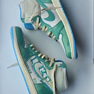Teal and White High-Top Sneakers